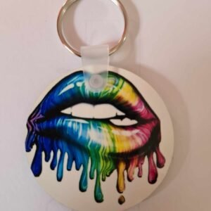 Melting Rainbow Lips  Keyring.