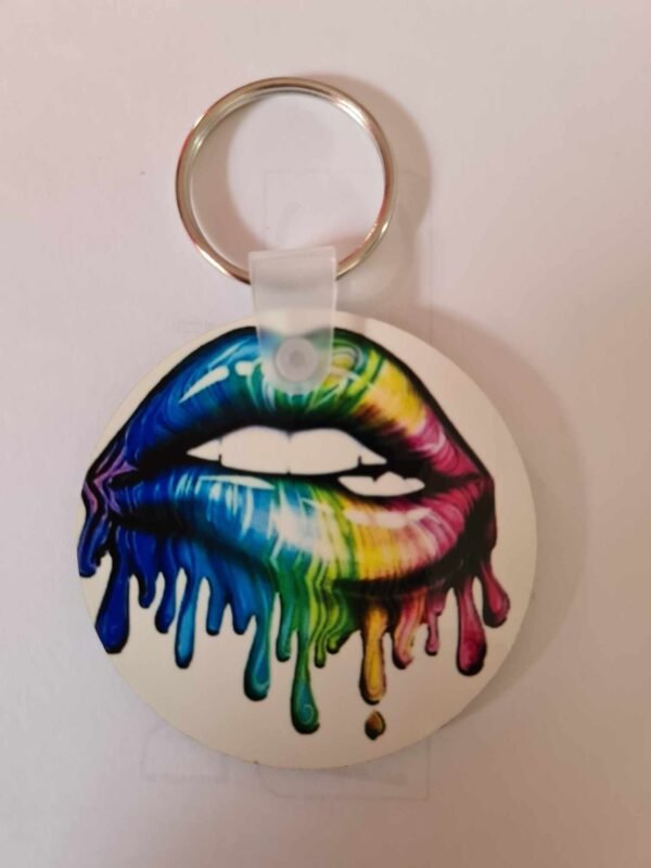 Melting Rainbow Lips  Keyring.