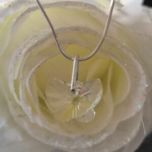 Sliver Chain & Swarovski Charm Clear Butterfly