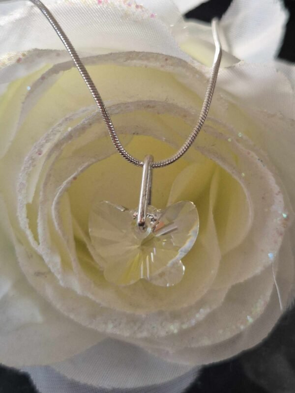 Sliver Chain & Swarovski Charm Clear Butterfly