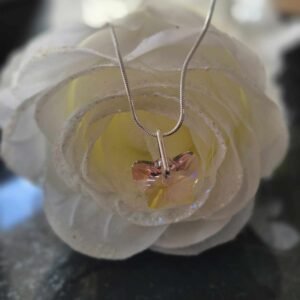 Sliver Chain & Swarovski Charm In Pale Pink
