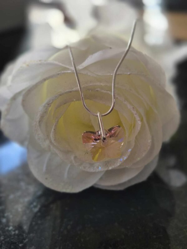 Sliver Chain & Swarovski Charm In Pale Pink - Copy