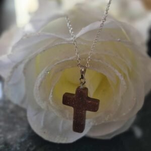 Sliver Chain & Cross Deep Brown