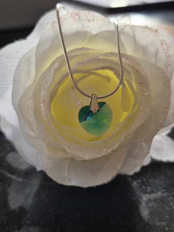 Sliver Chain & Swarovski Charm In Blue
