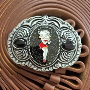 Betty Boop Buckle in Sliver & Black Sparkle