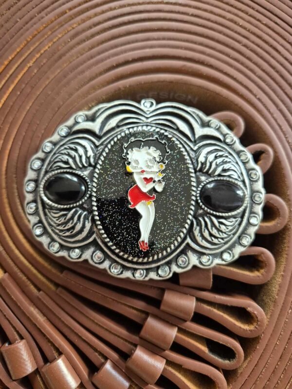 Betty Boop Buckle in Sliver & Black Sparkle