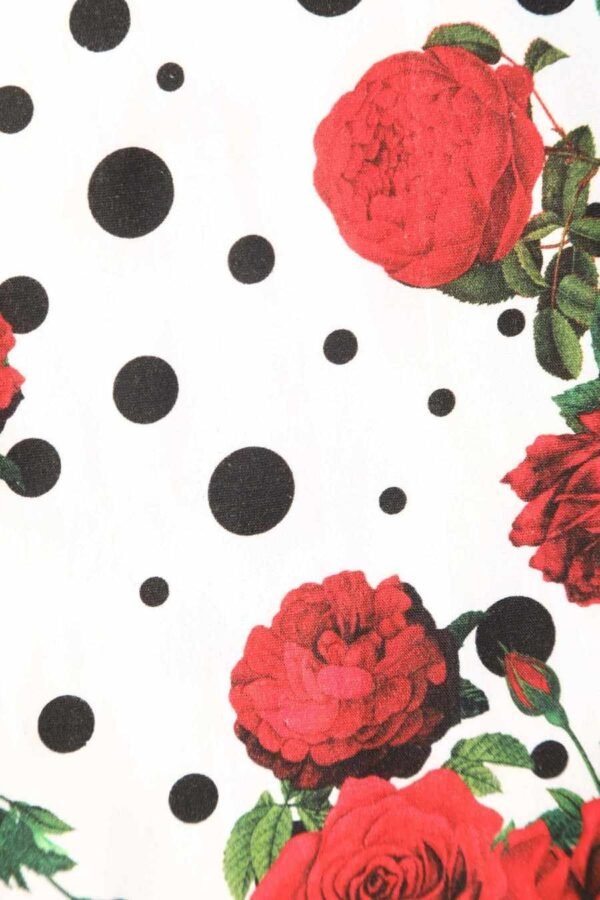 Judith Black Red Rose Print Skirt Retro Swing Dress - Image 2