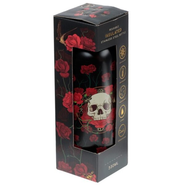 Reusable Stainless Steel Insulated Drinks Bottle 530ml - Skulls & Roses - Image 4