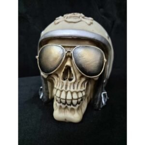 Skull in Biker Helmet Ornament